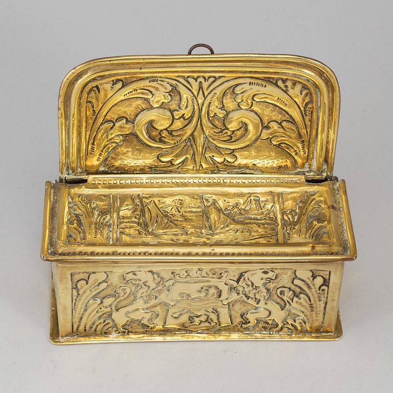 A 19th century brass wall box.