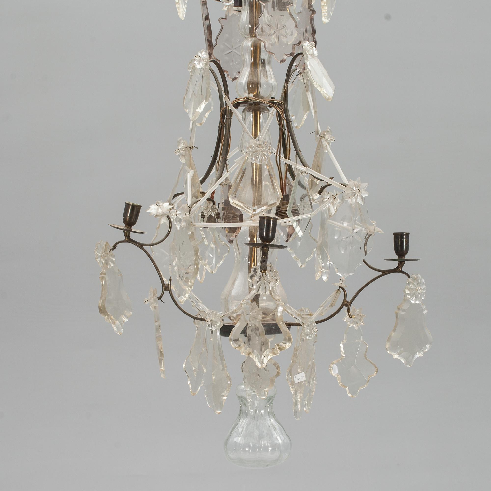 LJUSKRONA, rokokostil, omkr 1900. Höjd 87 cm.