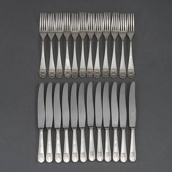 KG MARKSTRÖMS, smörgåsbestick, 12+12 st, silver, modell Snäck, Stockholm bl a 1950.