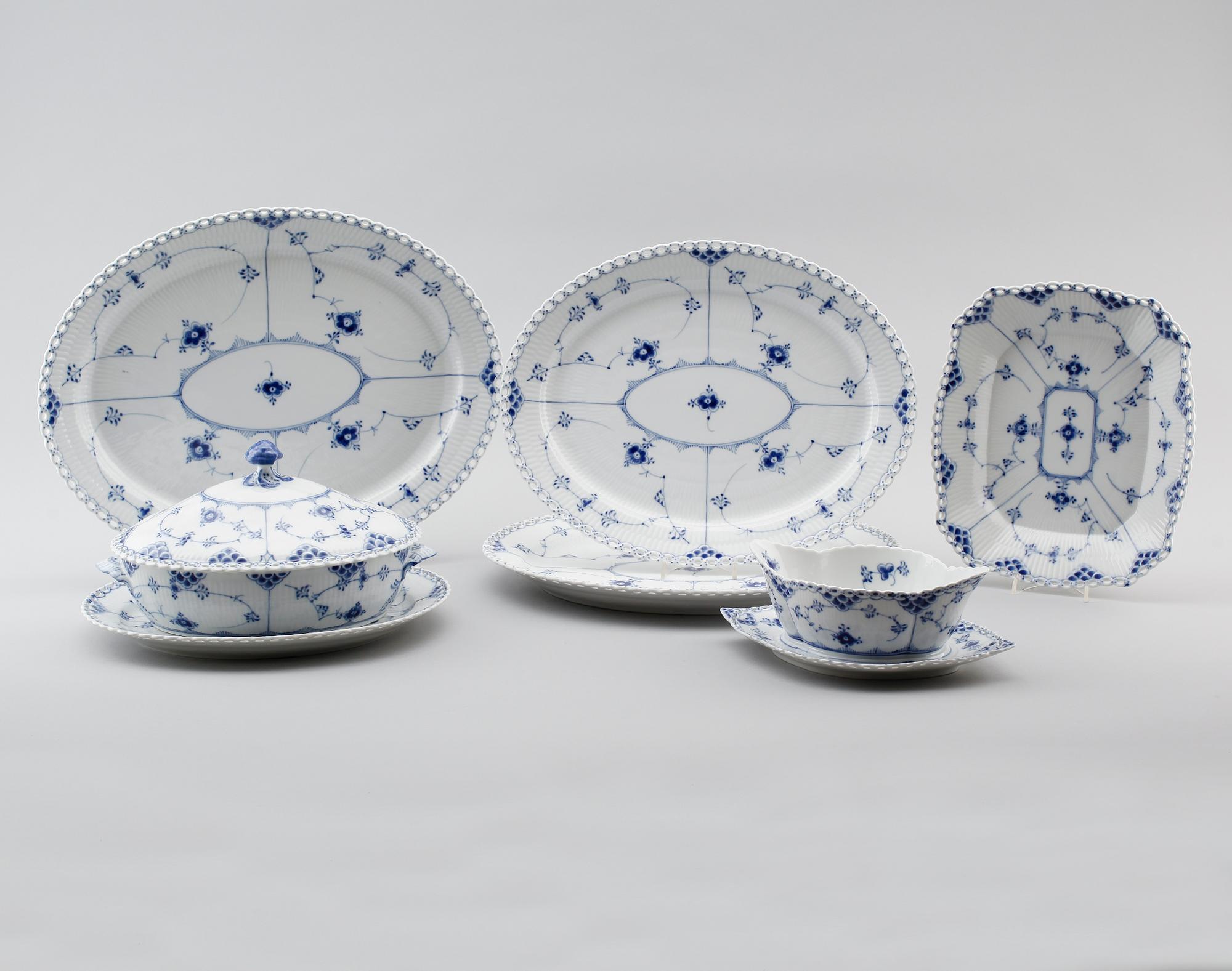 SERVISPORSLIN, 7 delar,  musselmalet, Royal Copenhagen.