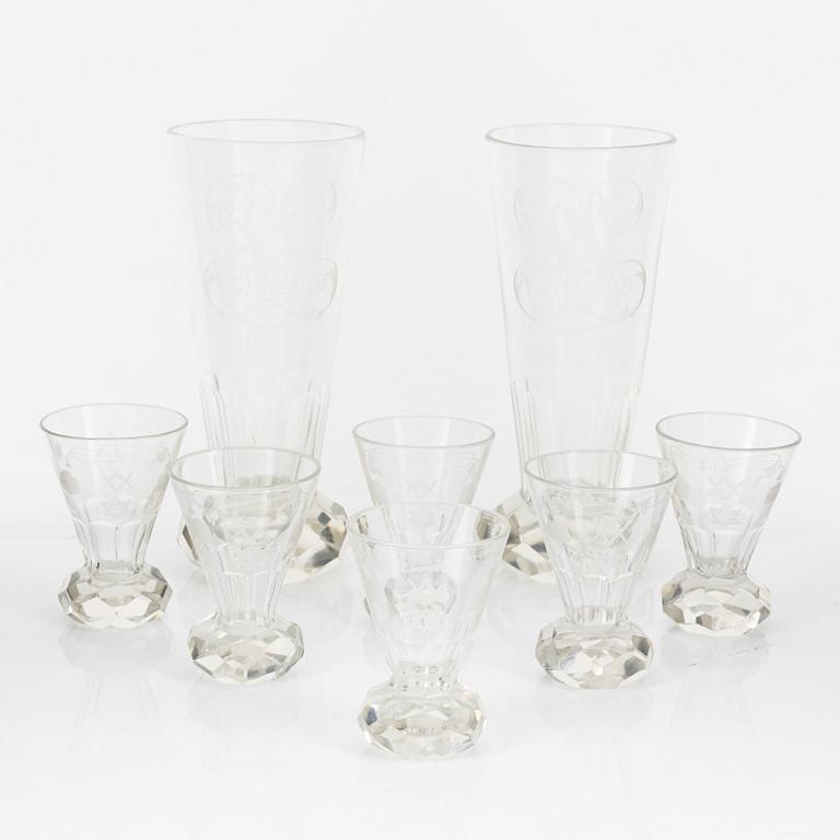 A group of eight Freemason's glasses, 20th Century.