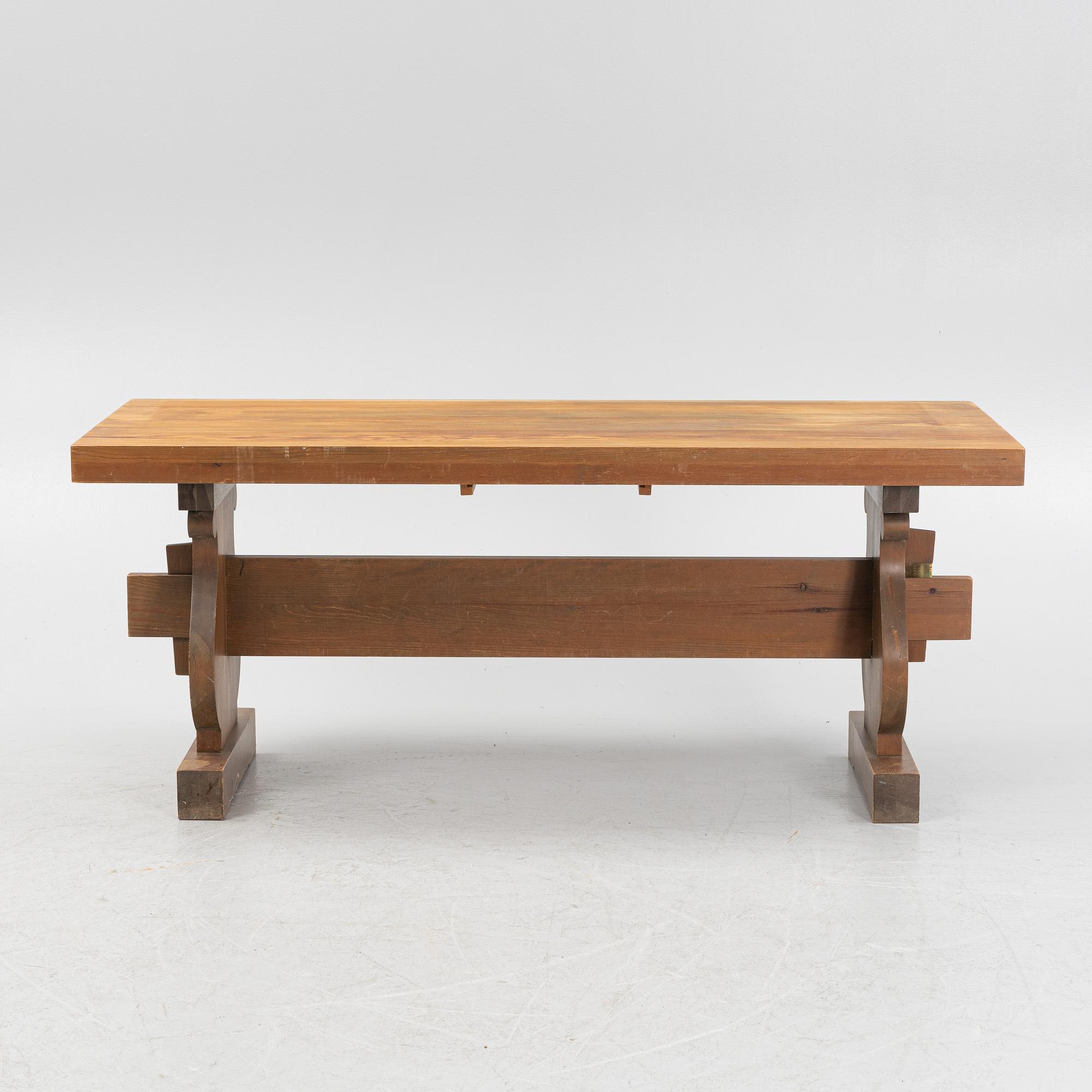 A pine table, mid 20th century.