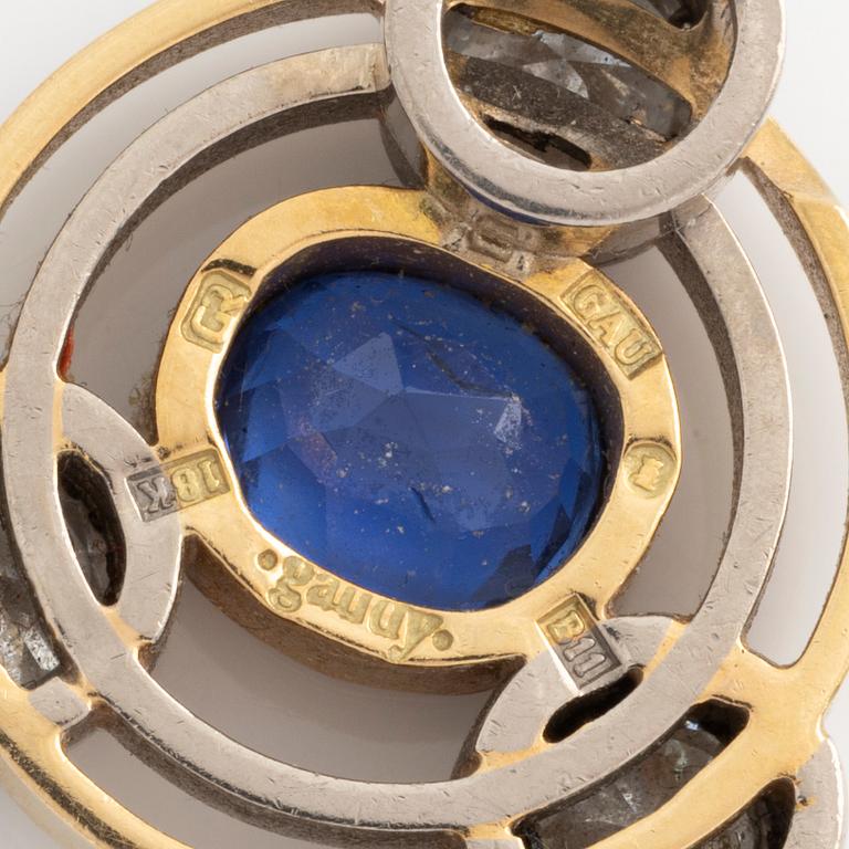 Gaudy, pendant with sapphires and brilliant-cut diamonds, two collier wires.
