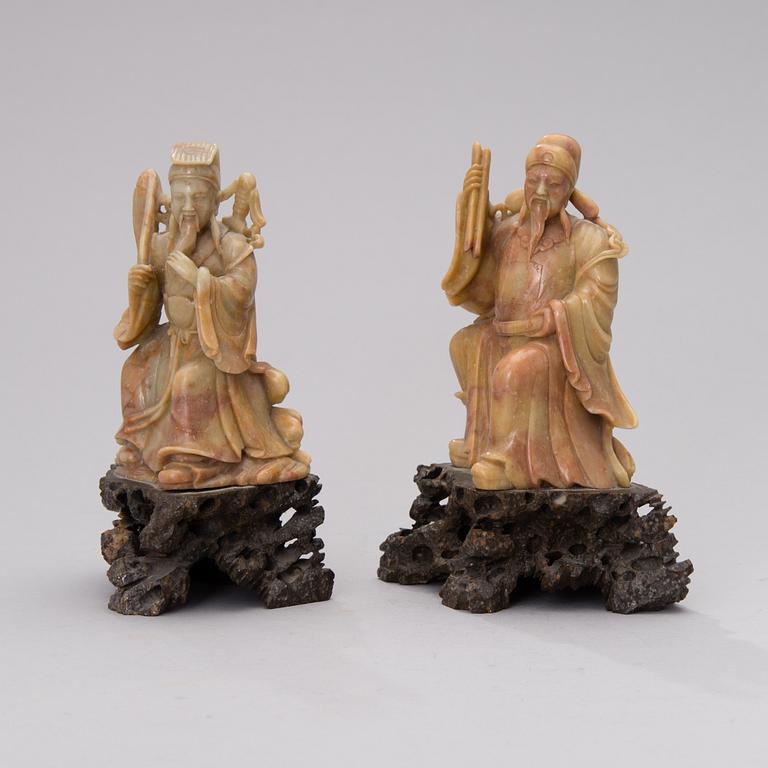 Two mid-20th century Chinese soapstone figurines.