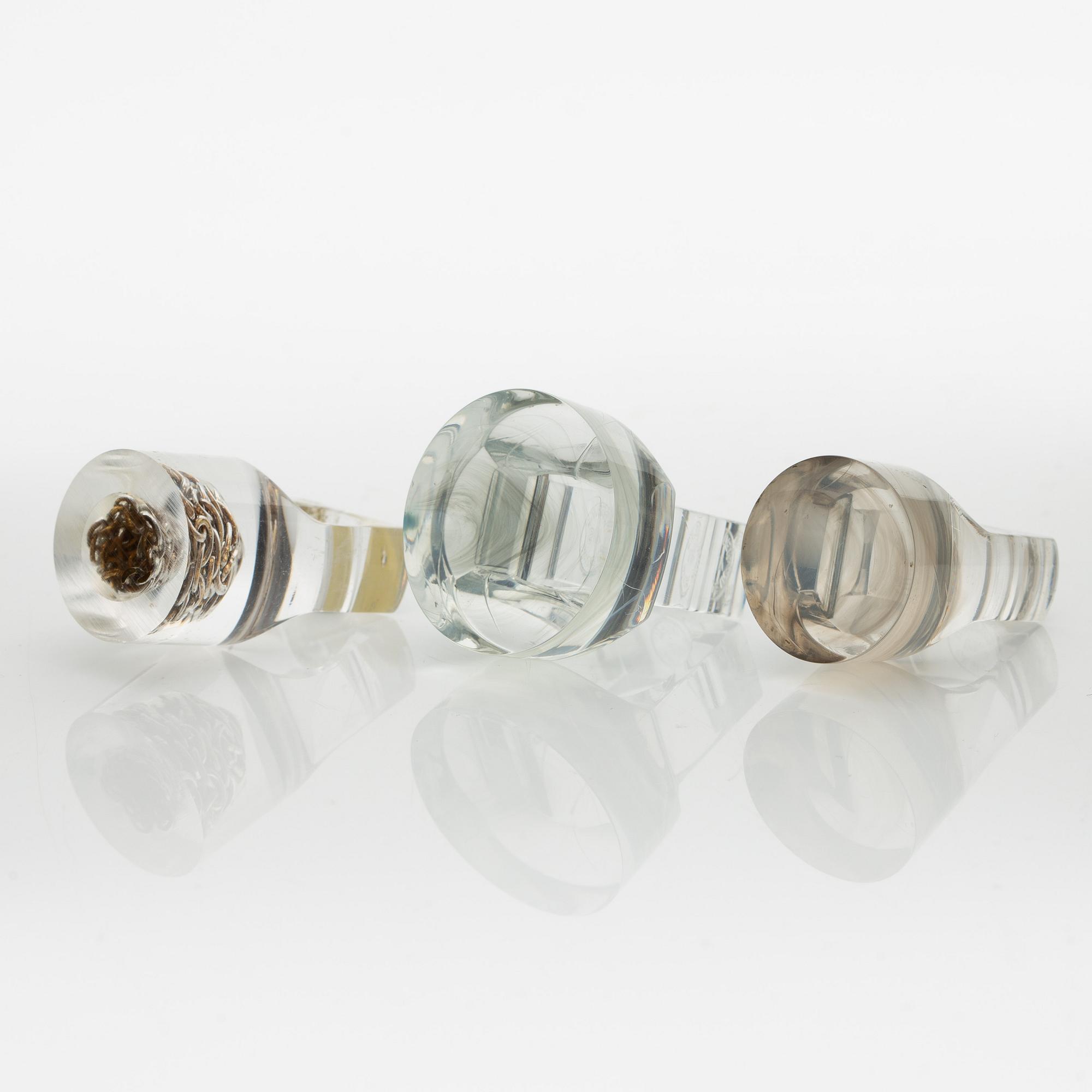 Siv Lagerström, three rings, acrylic plastic, 1970s.
