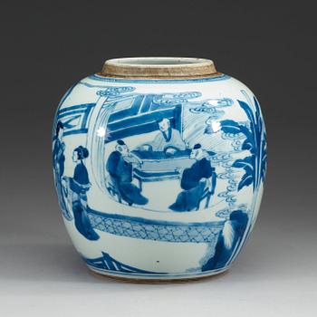 A blue and white jar, Qing dynasty, 18th Century.