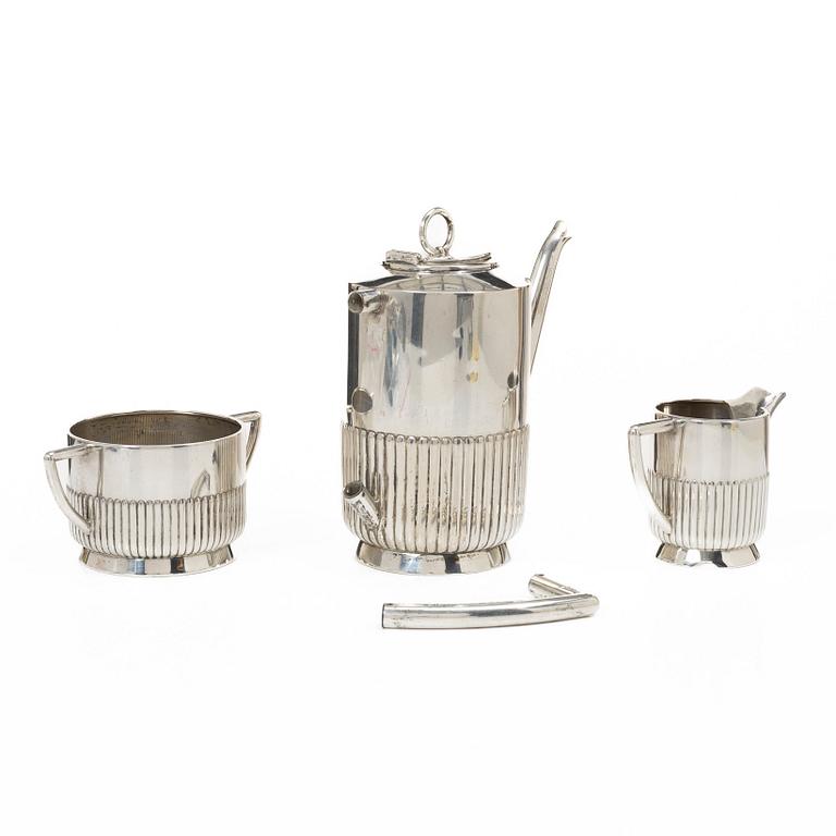 C.G. Hallberg, Coffee service, 3 pieces, silver, Stockholm 1913.
