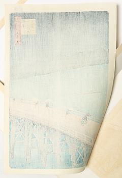 Ando Utagawa Hiroshige, efter, "Sudden Shower over Shin-Öhashi Bridge and Atake", 1900-tal.