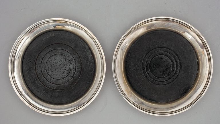 COASTERS, 2 st, silver, Danmark, 1951.