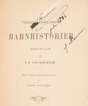 JENNY NYSTRÖM, tuschteckning, monogramsignerad samt BOK-"Barnhistorier" - J.C von Hofsten med teckningar av Nyström.