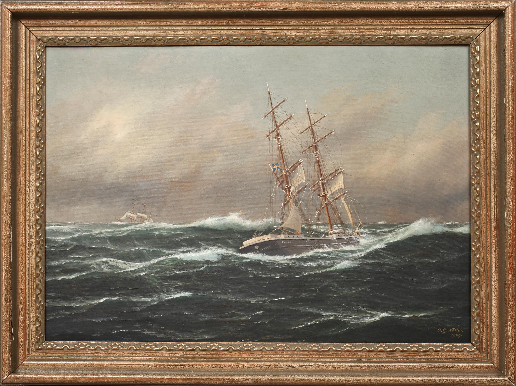 OKÄND KONSTNÄR, olja på duk, sign C G Wallin, 1900-tal.