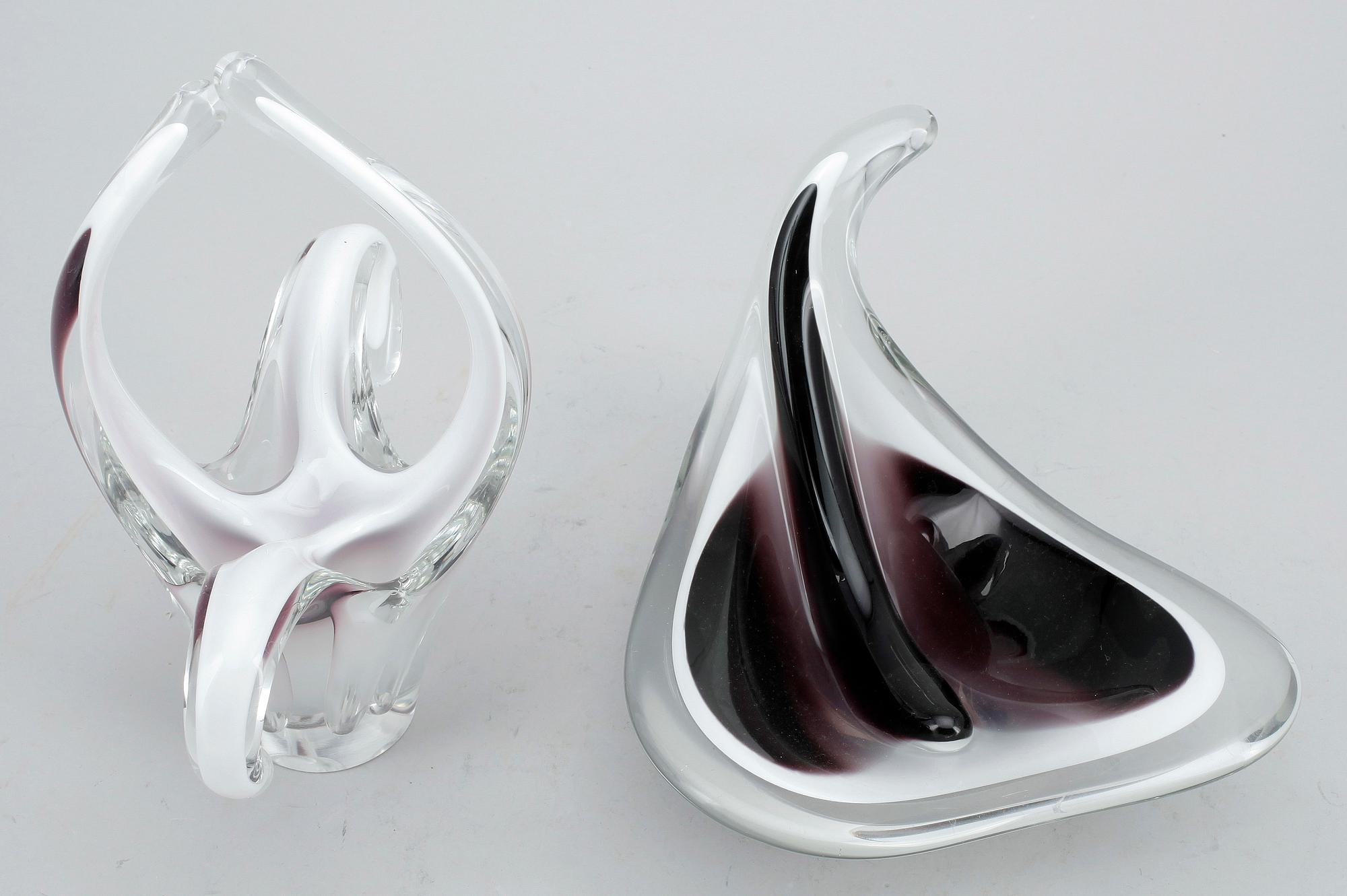 VAS samt SKÅL, glas, "Coquille",  Paul Kedelv, Flygsfors, 1950-tal.