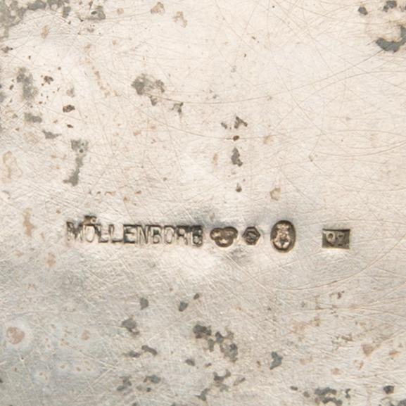 Cream jug and sugar bowl, Gustavian style silver Möllenborg Stockholm 1895 and 1918.