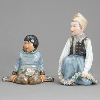 FIGURINER, 2 st, porslin, Royal Copenhagen, Danmark, 1900-tal.