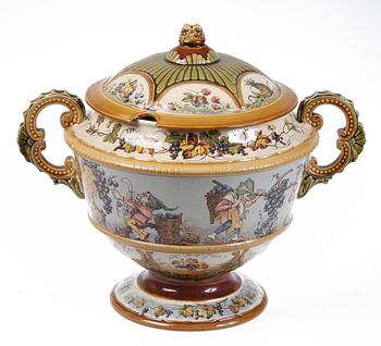 BÅLSKÅL, majolika, 1800/1900-tal.
