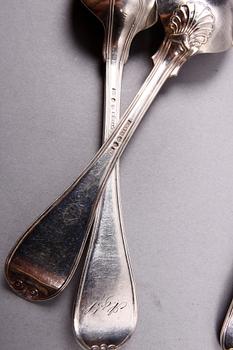 BESTICKSERVISDELAR, 13 st, silver, bl a dat 1900.