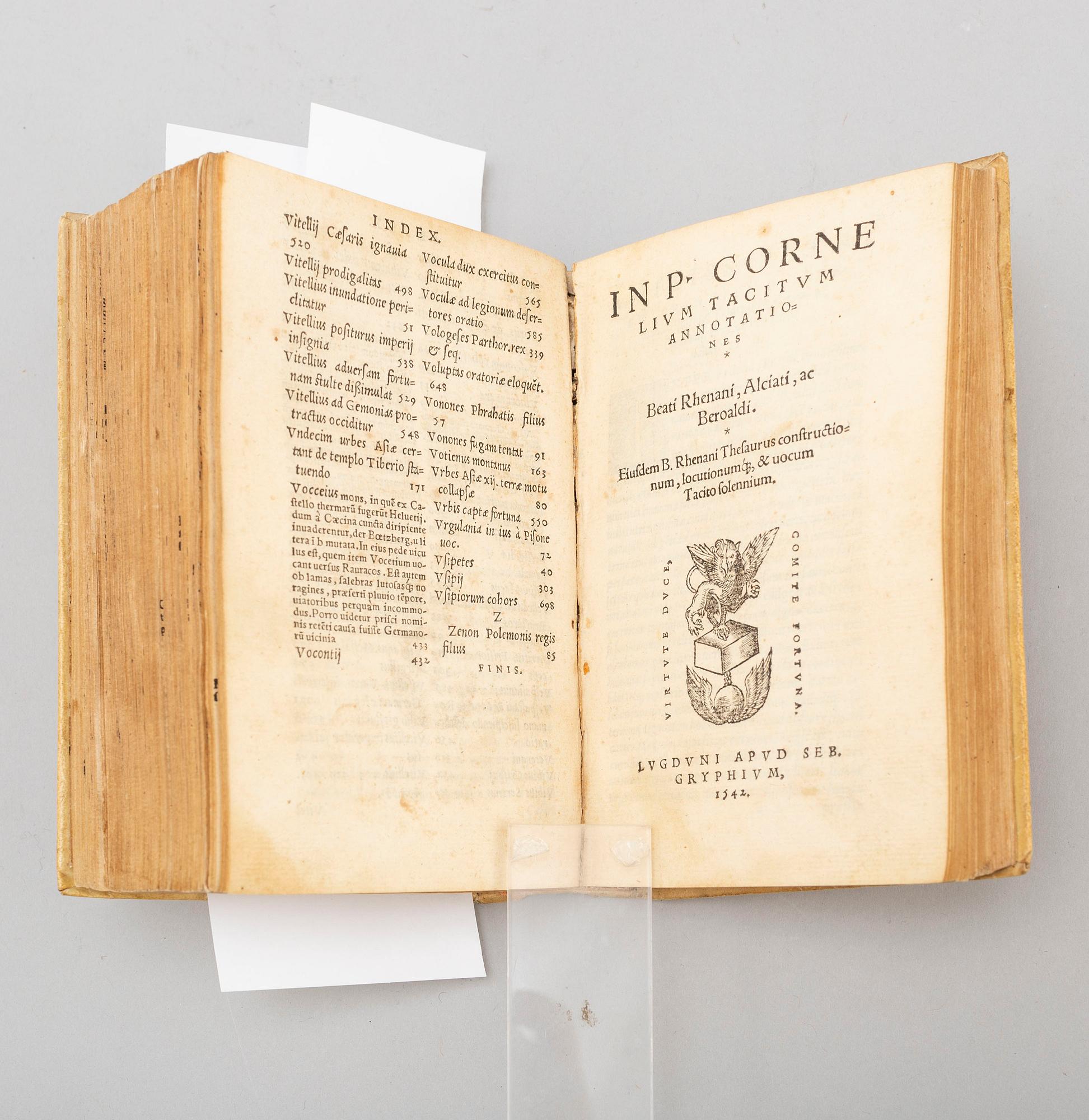 BOOK, Tacitus, with commentaries, three imprints 1541-42.