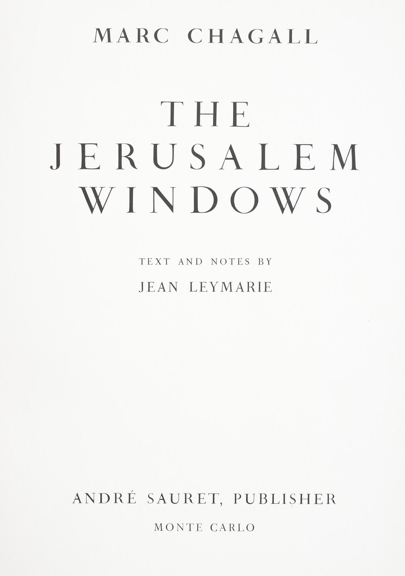 BOK, "Vitraux Pour Jéruslem", Marc Chagall, Utgiven av Andre Sauret, Monaco 1962.