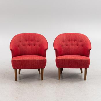 Carl Malmsten, armchairs, a pair, "Lillasyster", OH Sjögren, second half of the 20th century.