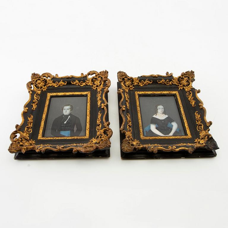 Okänd konstnär 1800-talets första hälft , Porträtt ett par.