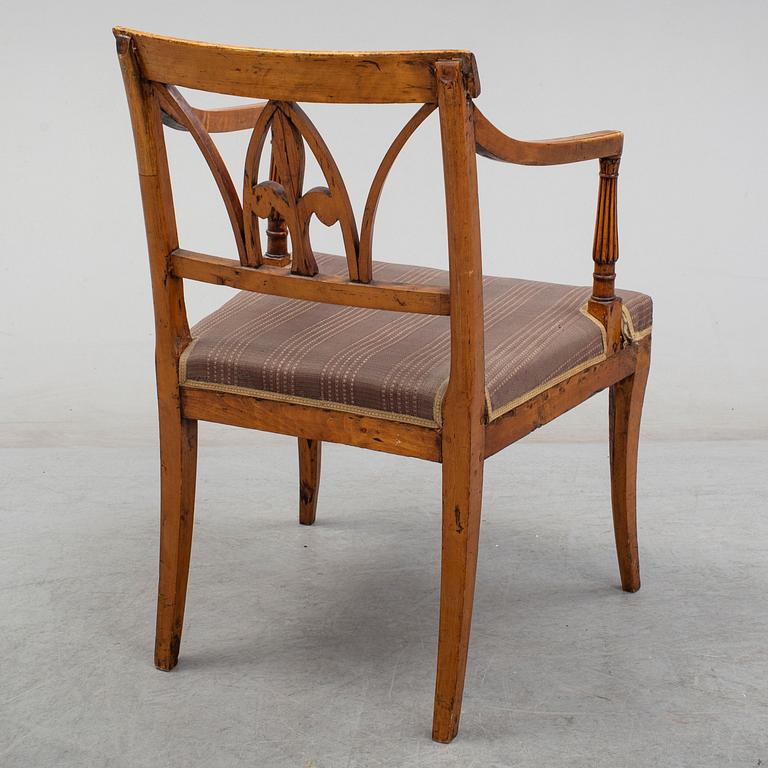 A Swedish Empire armchair. Early 19th century.