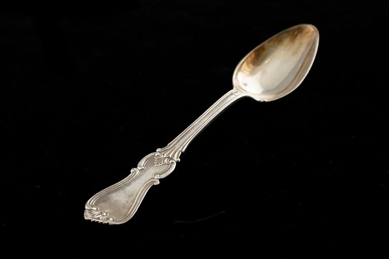 15 pieces of swedish 19th century silver cutlery. Weight 890 gram.