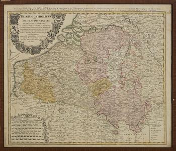 JOHANN BAPTISTE HOMANN, 3 copper engravings  maps. 18th century.