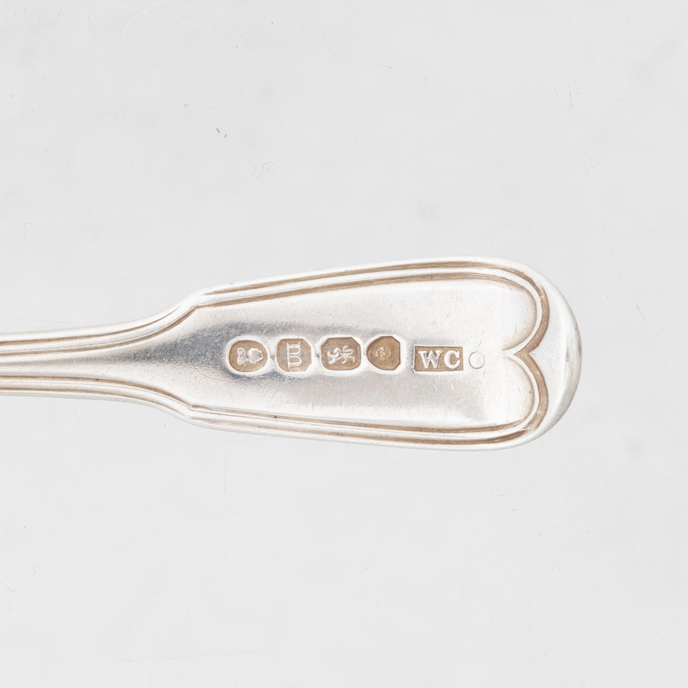 Seven silver spoons, French model, mostly William Comyns, London 1916.