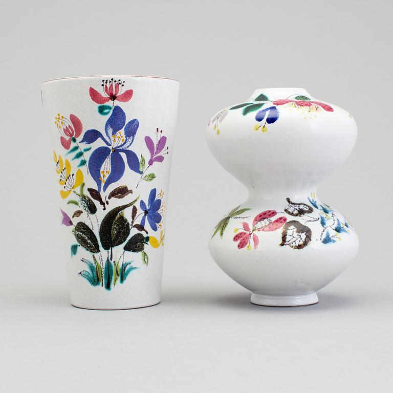 STIG LINDBERG, two faience vases, Gustavsberg 1940s.