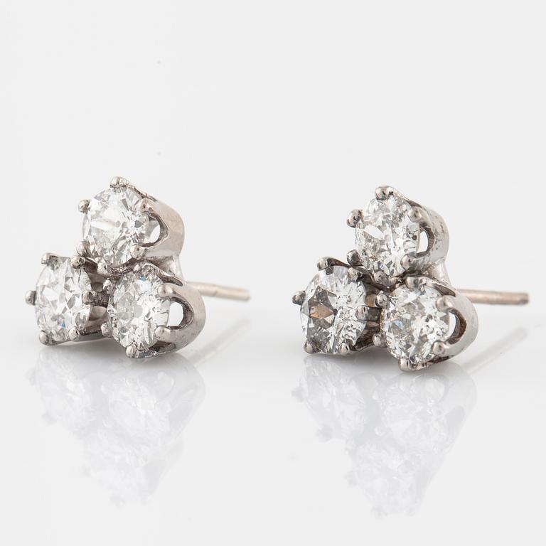 A pair of old cut diamond earrings.
