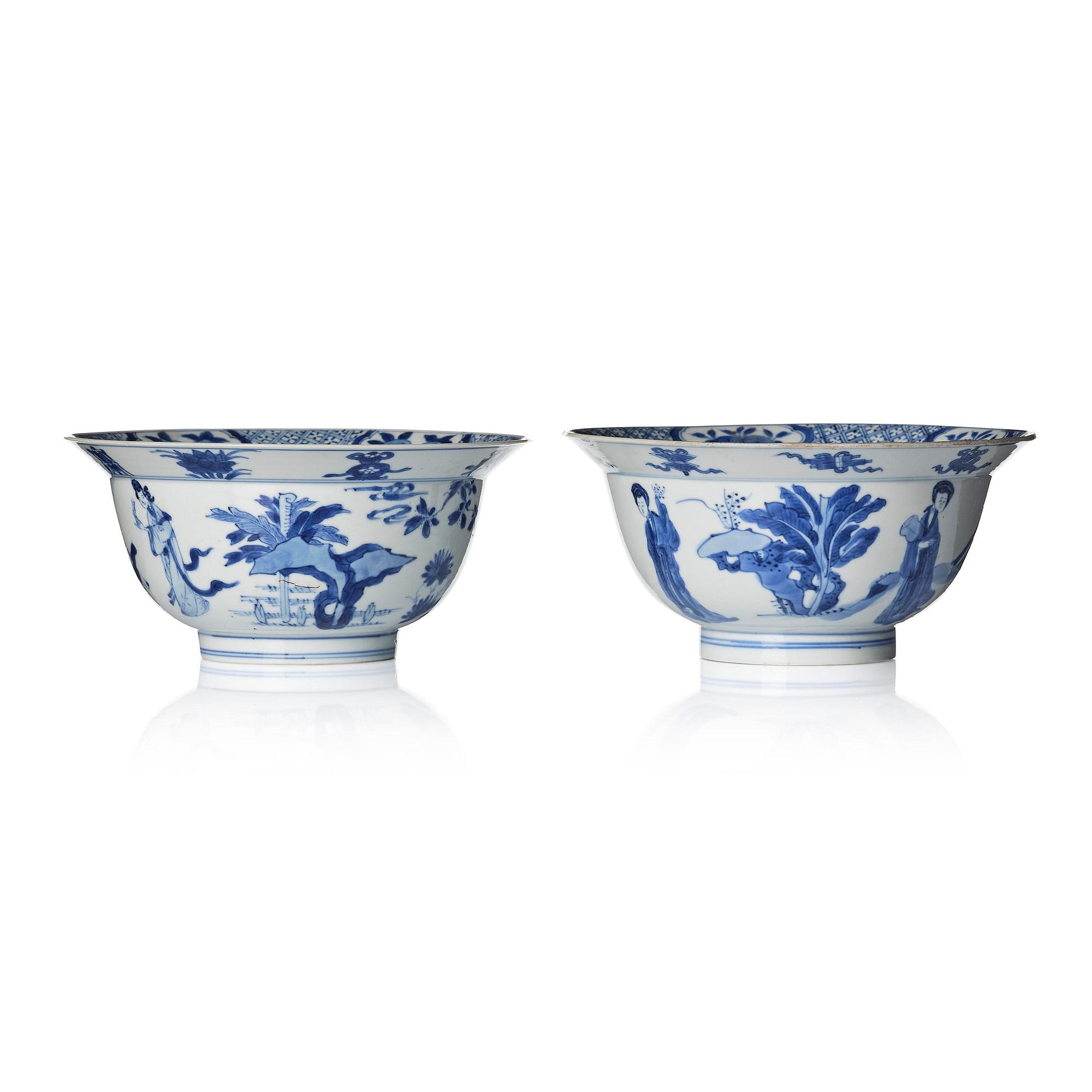 Skålar, ett par, porslin. Qingdynastin, Kangxi (1662-1722).