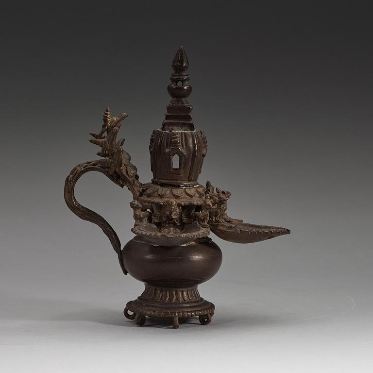 A copper alloy Tibetan/Nepalese Butter Lamp 'Sukunda', 19th Century.