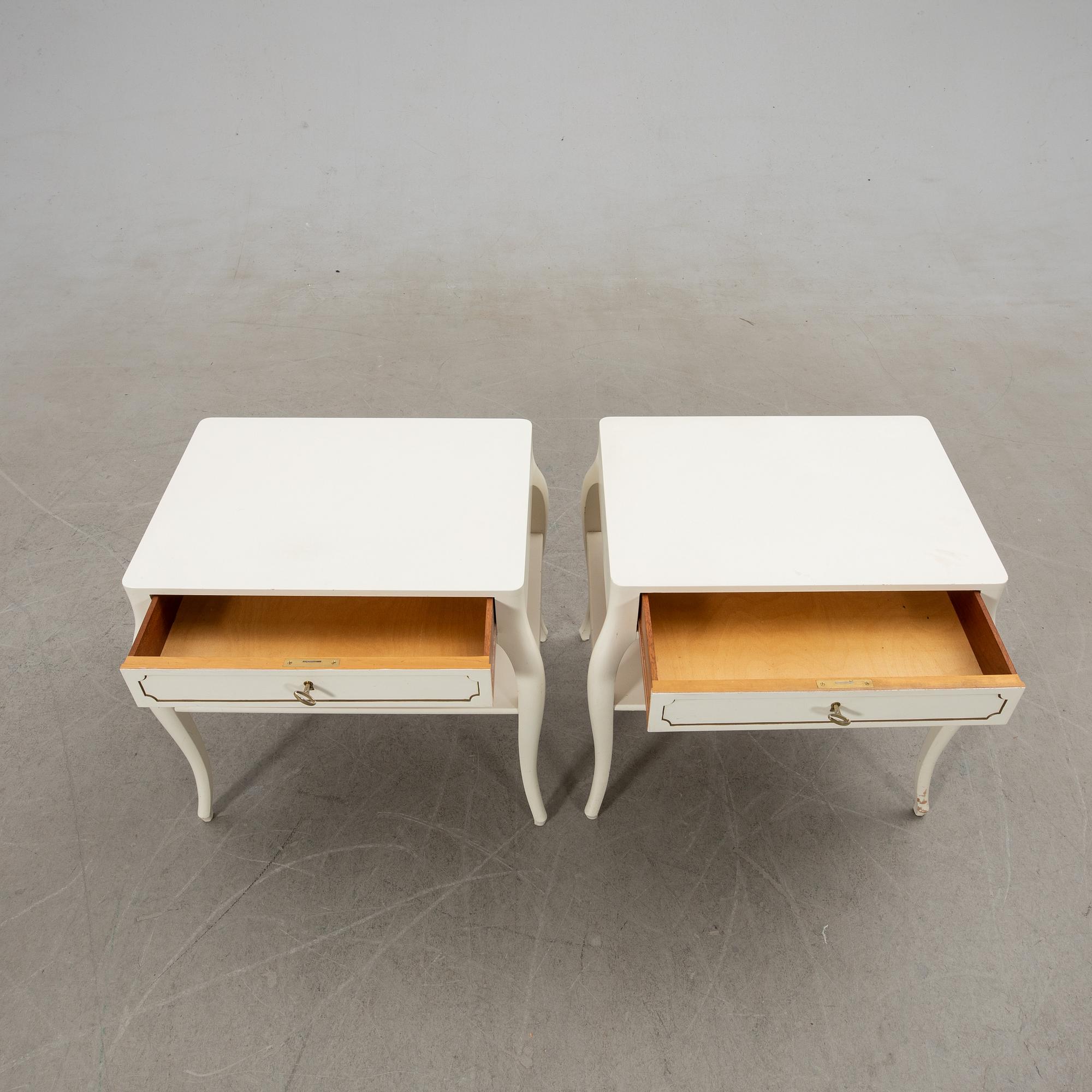 Bedside tables, a pair, mid-20th century.