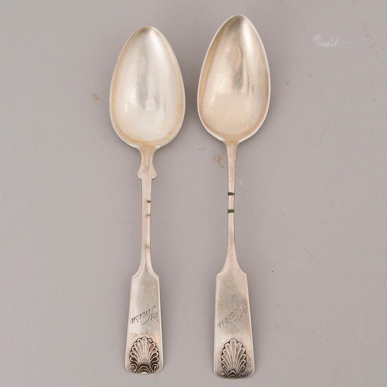 BESTICK, silver och nysilver 23 + 25 delar, "Musslan", finska stämplar, 1923-1955.