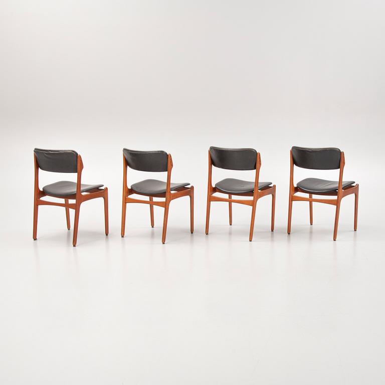 Erik Buch, four model 49 teak chairs, Odense möbelsnickeri, Denmark, 1950's/60's.
