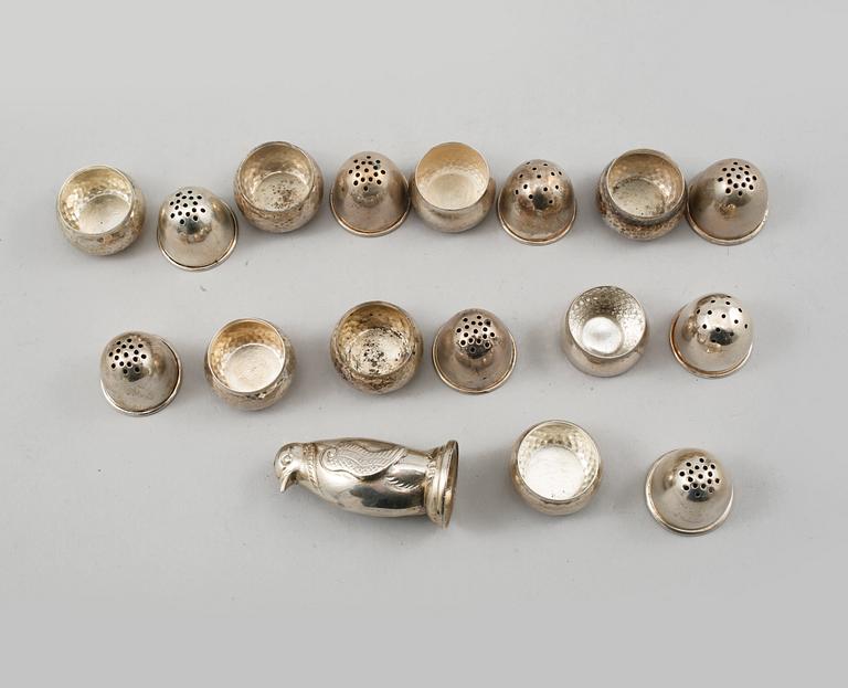 SALTKAR, 8+1 st, silver, 1900-talets första hälft/mitt, vikt 106 g.