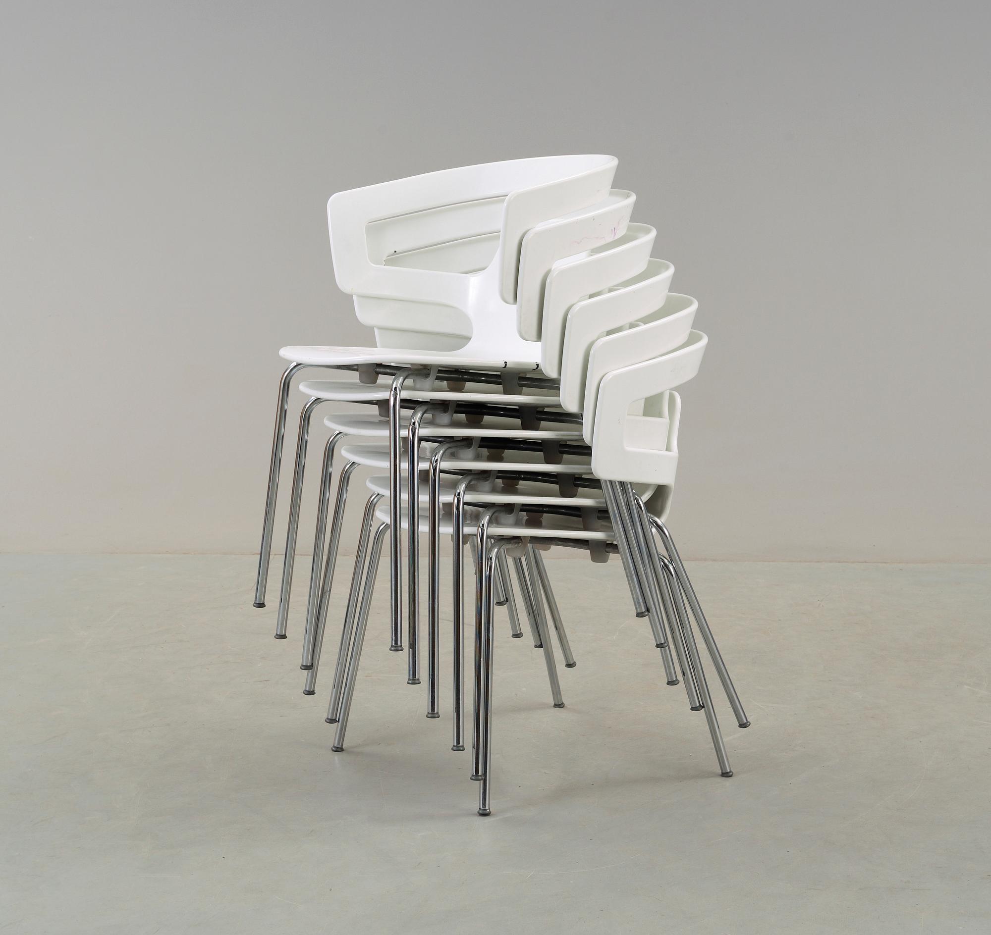 STOLAR, 6 st, "Contemporary stacking chair", Alfredo Häberli, Alias, 2000-tal.