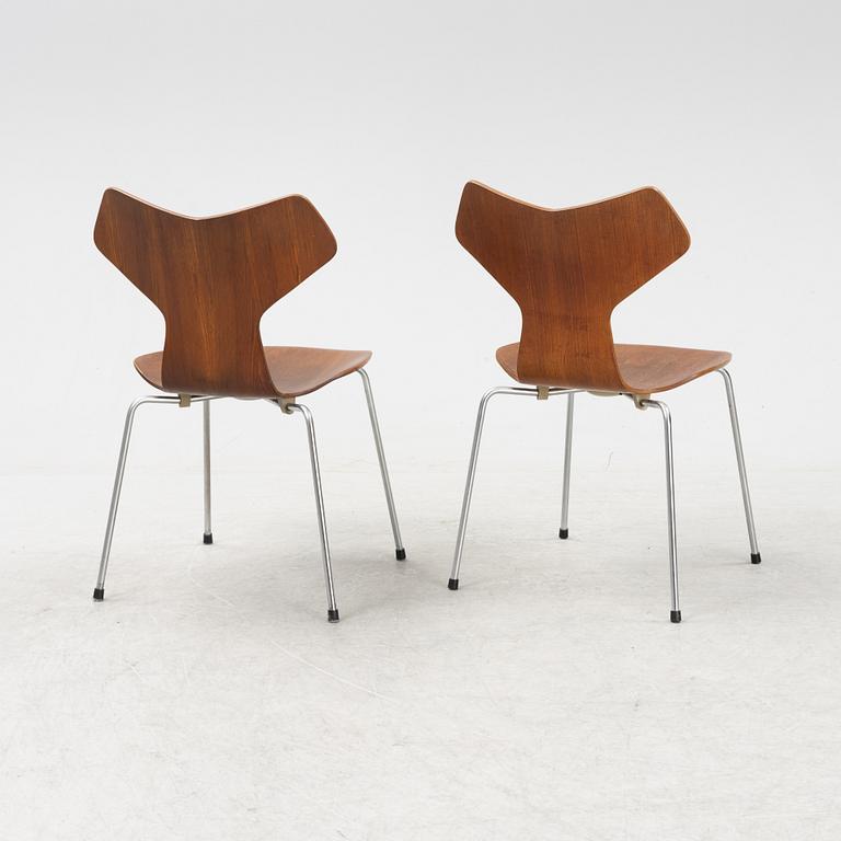 Arne Jacobsen, a set of five 'Grand Prix' teak chairs, Fritz Hansen, Denmark.