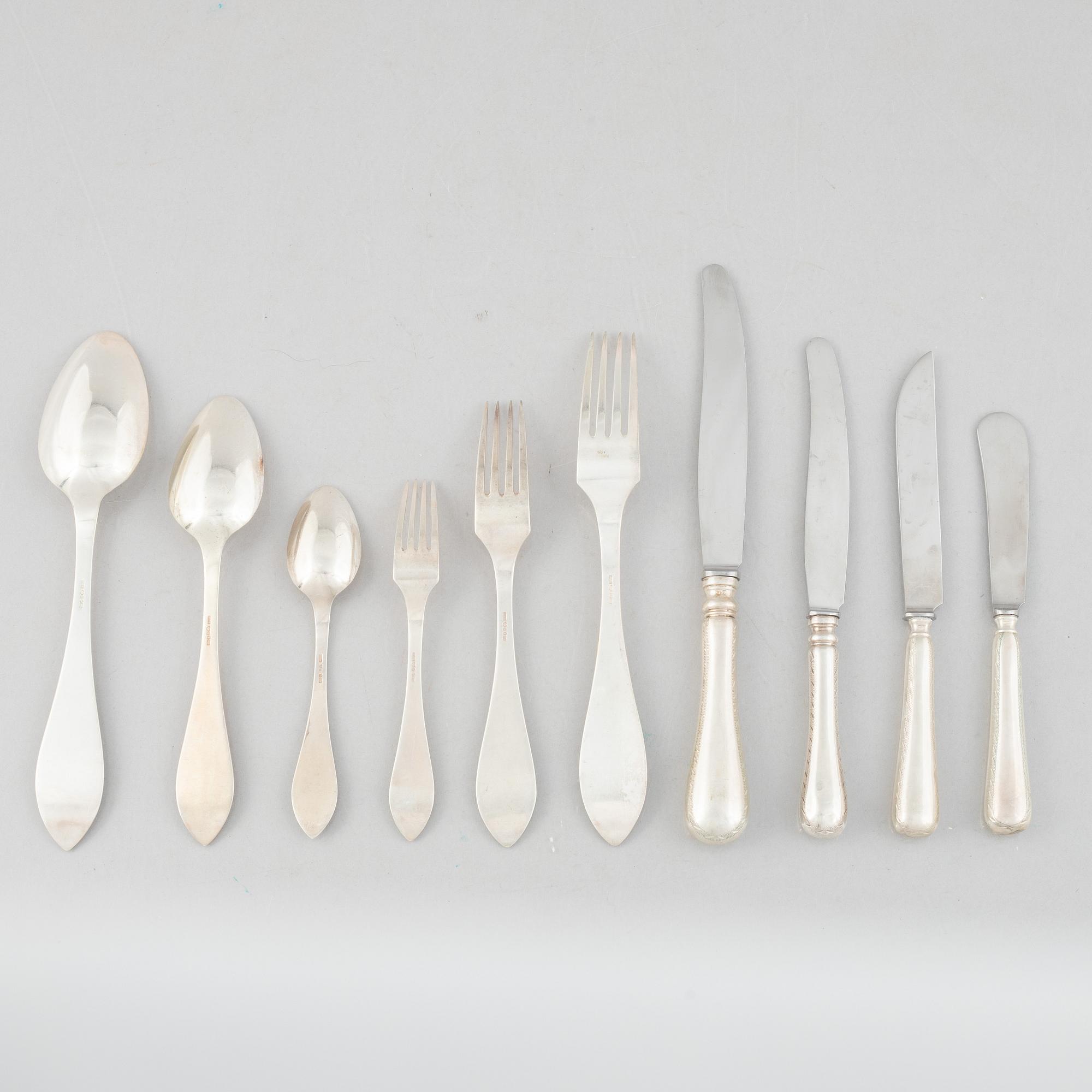 A Swedish Silver Cutlery, model "Svea", CG Hallberg, Stockholm, mostly 1933 (100 pieces).