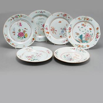 TALLRIKAR, 6 st, porslin, Kina, 1700-tal.