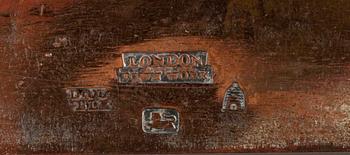 CHAMPAGNEKYLARE, försilvrad koppar, 1800-tal. Stämplad London town work.