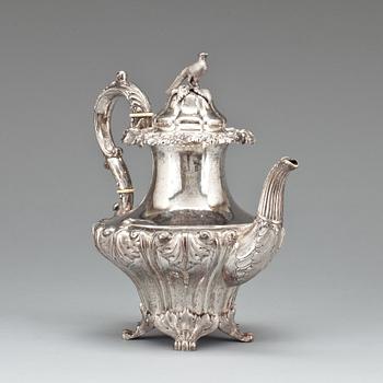 KAFFESERVIS, 3 delar, silver, Bernt Erlandsson, Kristianstad, 1892. Total vikt 1880 g.