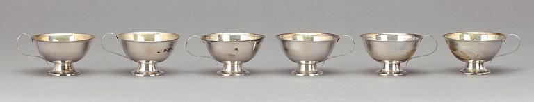 PUNSCHKOPPAR, 6 st, silver, Stockholm 1956. Vikt 226 gram.
