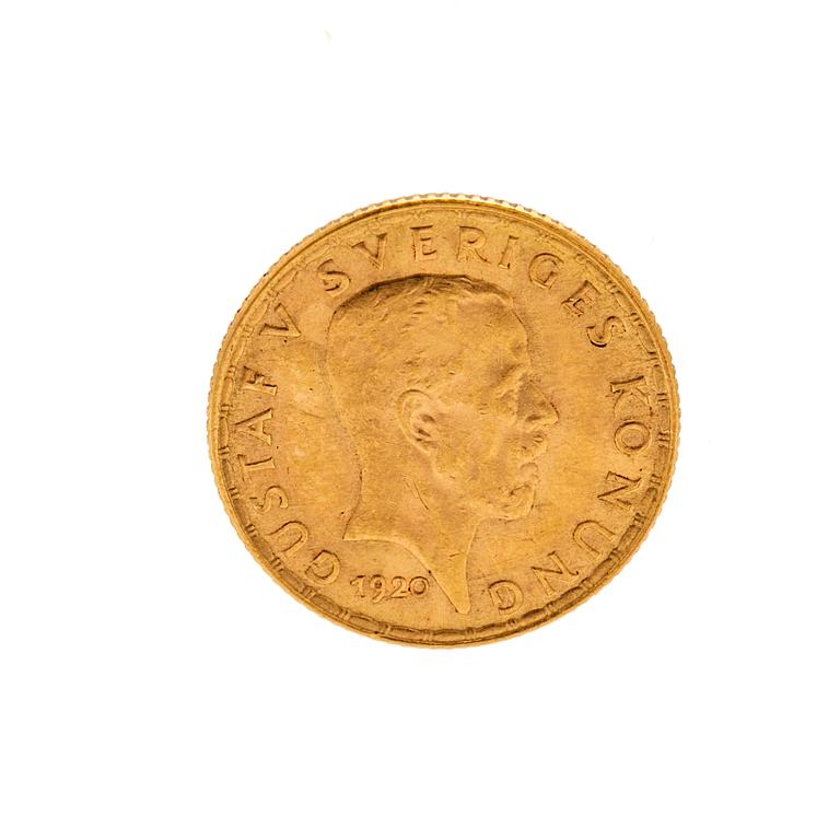 Gold coin, 5 Kronor, Gustav V, 1920.