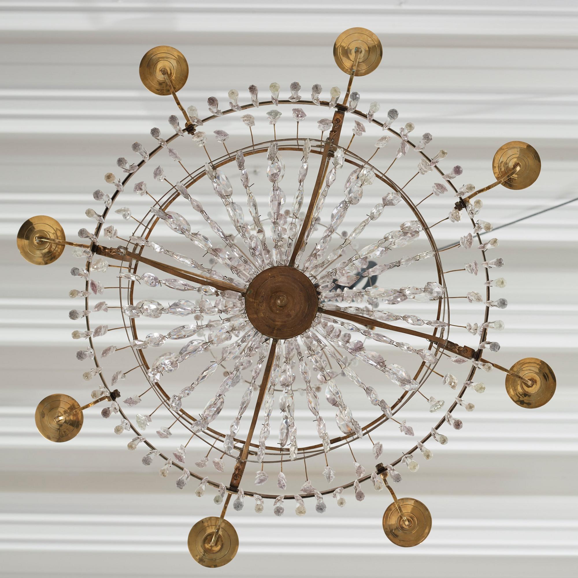 A late Gustavian nine-light chandelier, early 19th century.