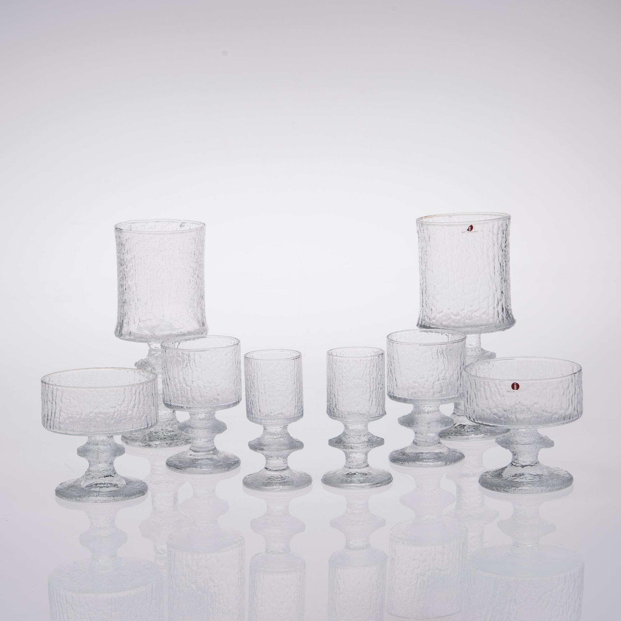 PARTI GLAS, 8 delar, "Senaattori", Timo Sarpaneva, Iittala.