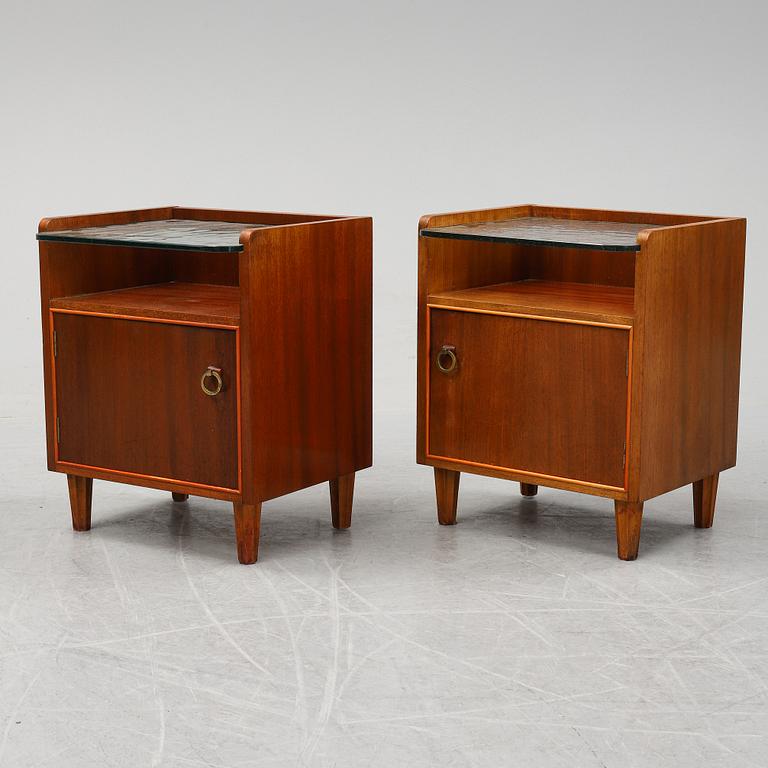 A pair of mahogany bedside tables, mid 20th Century.