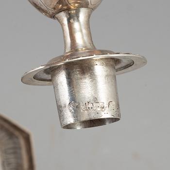 EO LYSTER, a silver candelabra. Århus, Denmark, dated 1812.