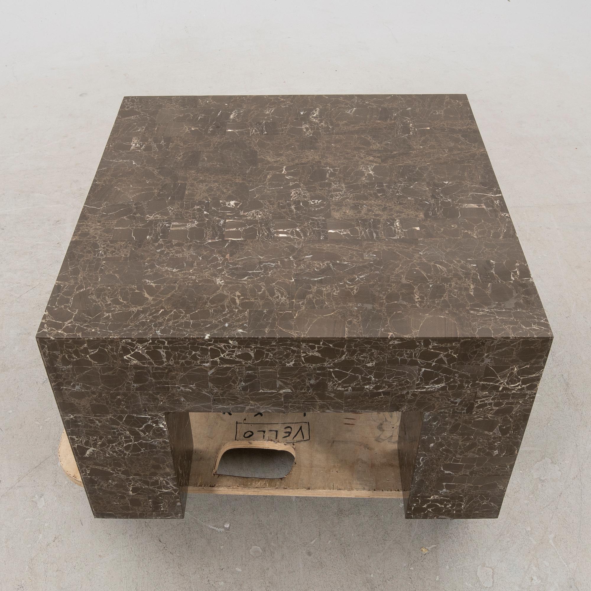 A late 20th century/21§st century travertin coffee table.
