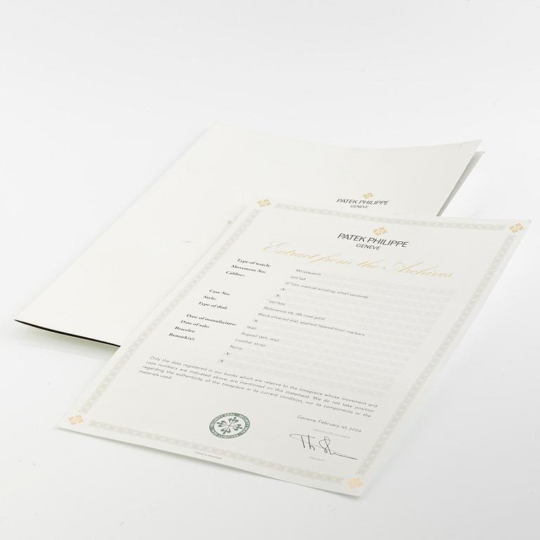 Patek Philippe, Calatrava, "Rose Gold 96", ca 1942.